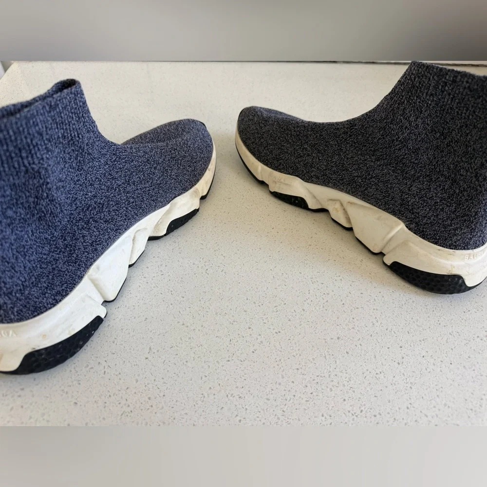 Balenciaga Black and White Knit Sock Sneakers - Picture 4 of 4